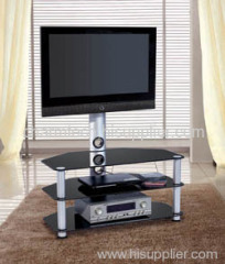 Black Tempered Glass and Aluminum LCD TV Stands