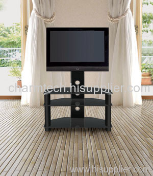 Black Glass LED TV Stand