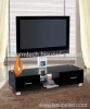 Black Glass and Black MDF Drawer LED TV Stand