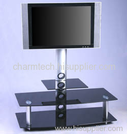 Black Tempered Glass Plasma TV Stand