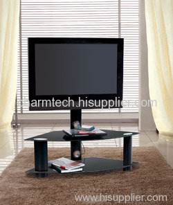 Black Tempered Glass Corner Plasma Stand