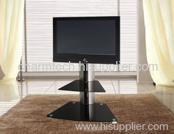 2 Black Glass TV Stand