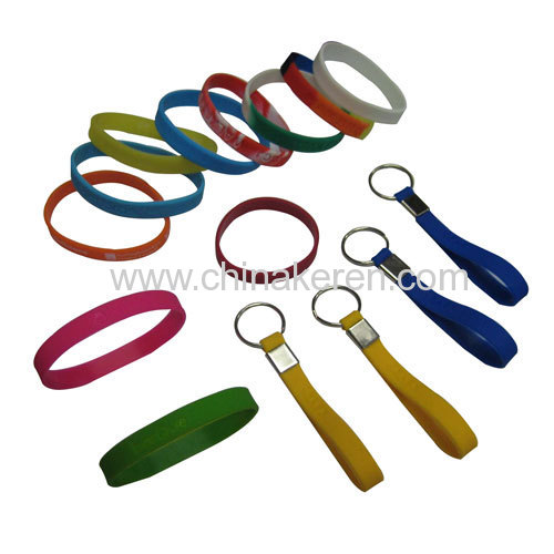 Colorful silicone bracelet keychain with high quality