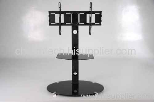 Black Round Glass TV Stand