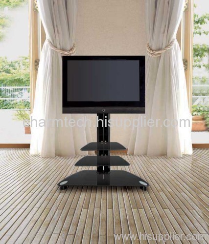 3 Black Tempered Glass DVD TV Stand