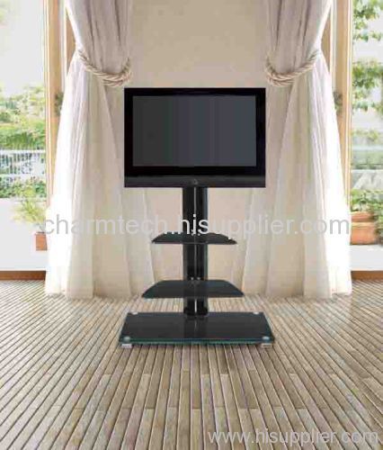 Black Tempered Glass LCD TV Stand