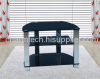 Black Tempered Glass Silver Aluminum Tube Plasma TV Stand