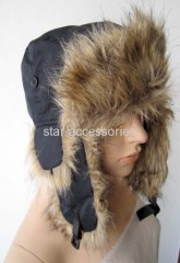 polyester trapper with fake fur lining