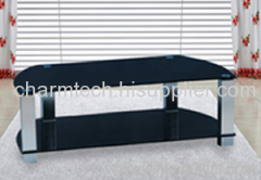 2 Black Glass Plasma TV Stand