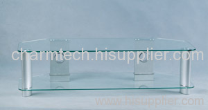 Clear Glass Silver Oval Tube TV Stand