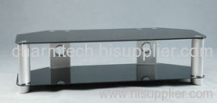 Black Glass Silver Tube LCD TV Stands