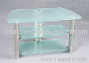 Clear Tempered Glass Silver Tube TV Stand