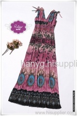 Bohemian Double V-Neck Knitting Long Dress (612-028)