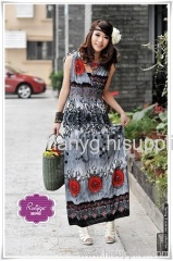 Bohemian Double V-Neck Knitting Long Dress (612-028)