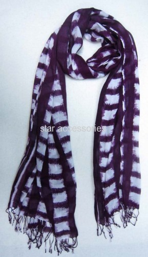 viscose printed checked scarf