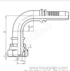 90° O-ring Metric Female 24° Cone Seals L.T