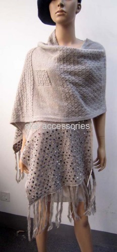acrylic jacquard knitted scarf with sequins