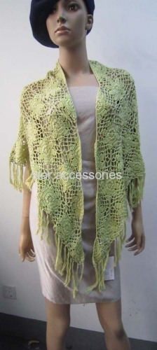 acrylic jacquard knitted scarf with tassels