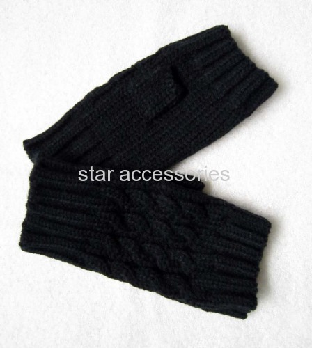 acrylic jacquard knitted fingerless gloves