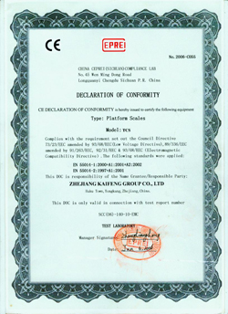 CE Certificate for Platform Scales