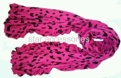 acrylic leopard knitted scarf with elastic band