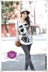 Pattern Flower Girl Chiffon Lady's T-Shirt