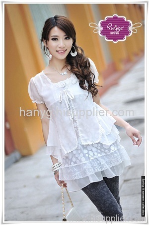 Korea Two-Piece Chiffon Girl's Blouse