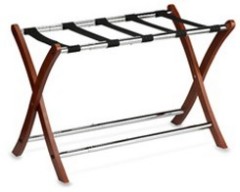 wood luggage rack