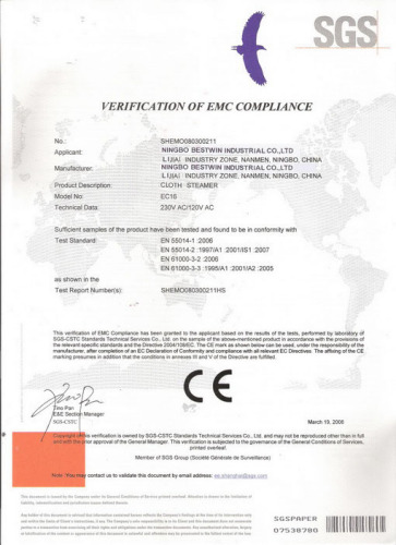 CE CERTIFICATE FOR STEAMERS