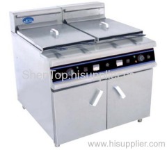 Vertical Electric double-tank (4 Baskets) Fryer with Cabinet
