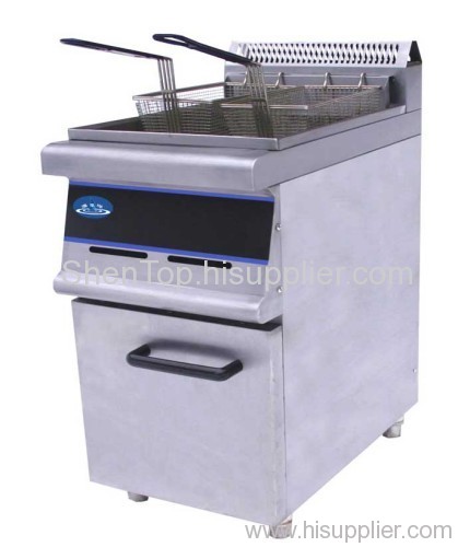 Vertical Gas single-tank (double Baskets) Fryer with Cabinet
