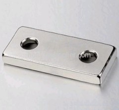 Block sintered NDFEB magnet with 2 holes