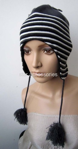 acrylic jacquard knitted earflap hat