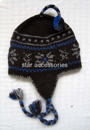 acrylic jacquard knitted earflap hat