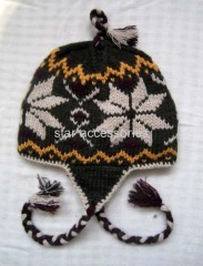 acrylic jacquard knitted earflap hat