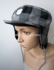 acrylic checked earflap hat