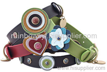 Leather pet collar and leashes