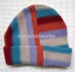 acrylic stripe knitted hat