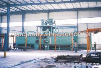 Q38 double route series hanger chains type continuous working overhead rail shot blasting machine