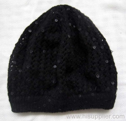 acrylic knitted hat with sequins