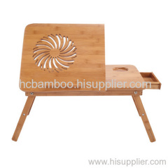Foldable Bamboo Laptop Desk with Cooler Fan