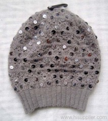 acrylic knitted hat with sequins