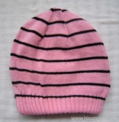 acrylic stripe knitted hat