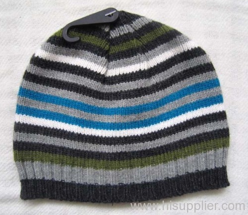 acrylic stripe knitted hat