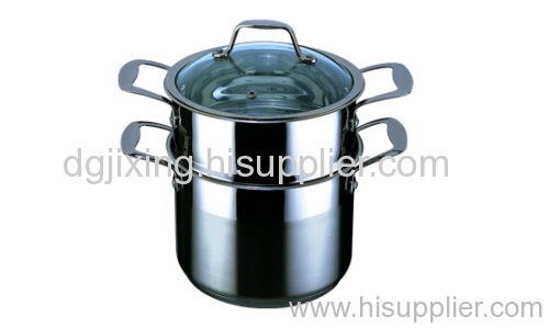 Stainless steel Multi-use Steamer-Stock pot with glass lid