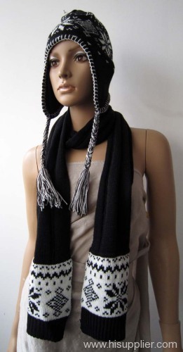 acrylic jacquard knitted set