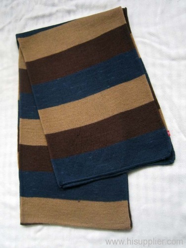 acrylic stripe knitted scarf