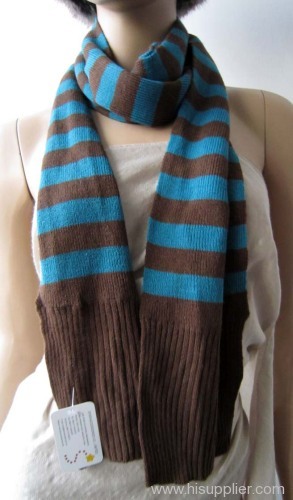 acrylic stripe knitted scarf