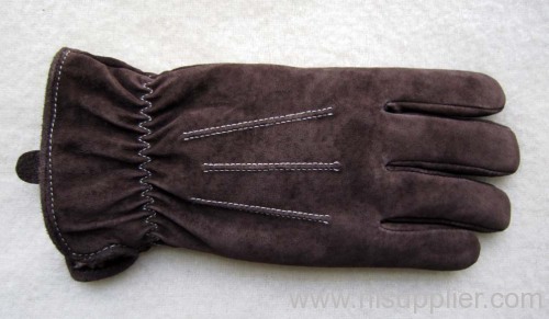 pig sueded gloves with elastic band