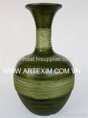 Spun Bamboo Vase, Stunning bamboo vase, Lacquer vase, pressed bamboo vase, coiled bamboo vase, Laminated Bamboo Vase